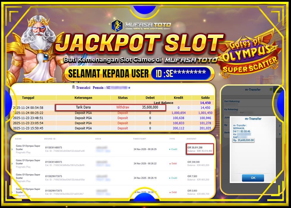MUFASATOTO JACKPOT PRAGMATIC PLAY Rp.35.600.000|LUNAS